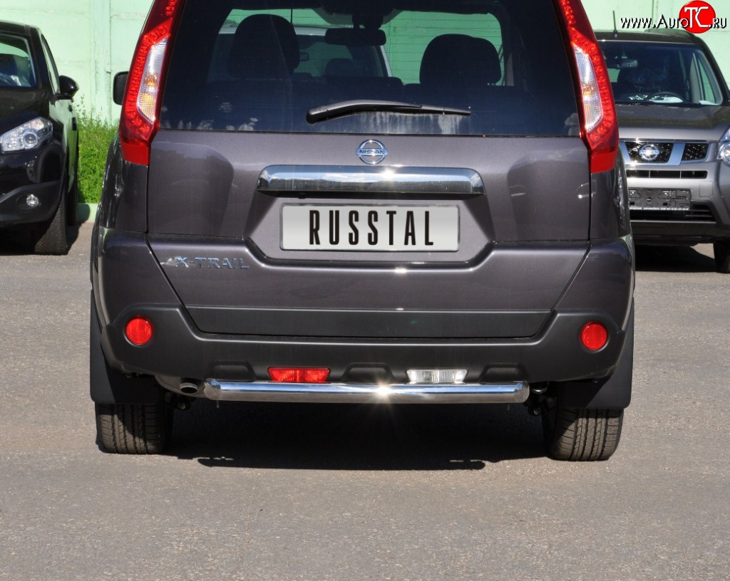 8 799 р. Защита заднего бампера (Ø63 мм, нержавейка) Russtal Nissan X-trail 2 T31 рестайлинг (2010-2015)  с доставкой в г. Владивосток