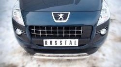 12 999 р. Защита переднего бампера (Ø 42 мм, нержавейка) SLITKOFF Peugeot 3008 дорестайлинг (2009-2013)  с доставкой в г. Владивосток. Увеличить фотографию 1