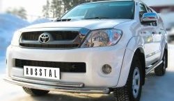 18 799 р. Защита переднего бампера (2 трубыØ63 и 42 мм, нержавейка) SLITKOFF  Toyota Hilux  AN10,AN20 (2008-2011) 1-ый рестайлинг  с доставкой в г. Владивосток. Увеличить фотографию 2