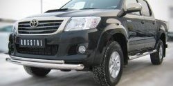 22 399 р. Защита переднего бампера (2 трубыØ76 и 42 мм, нержавейка) SLITKOFF Toyota Hilux AN20,AN30  2-ой рестайлинг (2011-2016)  с доставкой в г. Владивосток. Увеличить фотографию 2