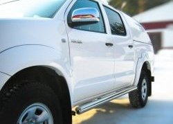 11 399 р. Защита порогов Russtal из круглой трубы диаметром 76 мм  Toyota Hilux ( AN10,AN20,  AN20,AN30) (2008-2016) 1-ый рестайлинг,  2-ой рестайлинг (Защита порогов с со скосами на торцах (вариант 1))  с доставкой в г. Владивосток. Увеличить фотографию 3