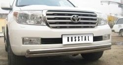 Защита переднего бампера (2 трубыØ63 мм, нержавейка) SLITKOFF Toyota Land Cruiser 200 дорестайлинг (2007-2012)