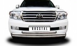 35 949 р. Тройная защита переднего бампера SLITKOFF из труб диаметром по 63 мм  Toyota Land Cruiser  200 (2007-2012) дорестайлинг  с доставкой в г. Владивосток. Увеличить фотографию 1