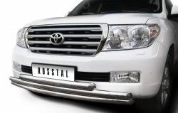 35 949 р. Тройная защита переднего бампера SLITKOFF из труб диаметром по 63 мм  Toyota Land Cruiser  200 (2007-2012) дорестайлинг  с доставкой в г. Владивосток. Увеличить фотографию 2