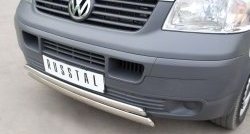 22 299 р. Защита переднего бампера (2 трубыØ75х42 мм, нержавейка) Russtal Volkswagen Transporter T5 дорестайлинг (2003-2009)  с доставкой в г. Владивосток. Увеличить фотографию 3