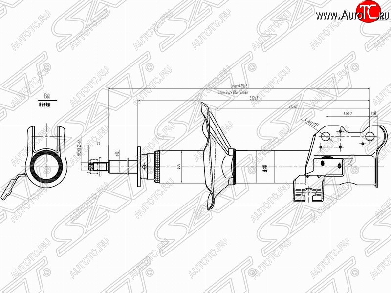 4 199 р. Правый амортизатор передний SAT  Nissan 100NX (1990-1996)  с доставкой в г. Владивосток