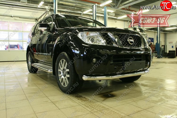 17 639 р. Защита переднего бампера одинарная Souz-96 (d76) Nissan Pathfinder R51 рестайлинг (2009-2014)  с доставкой в г. Владивосток