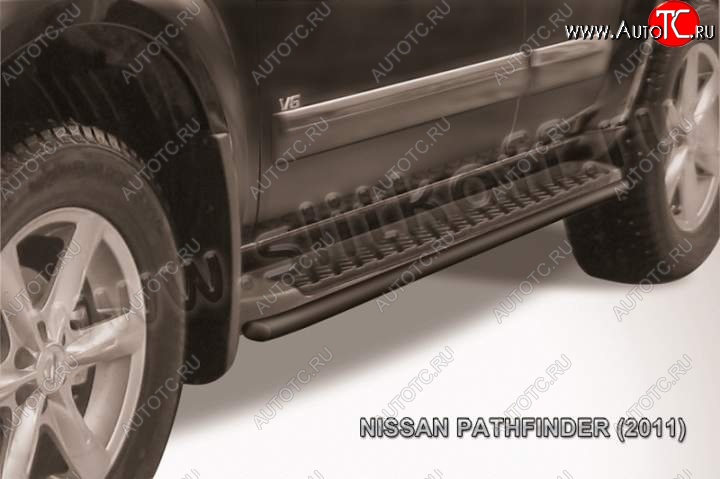 8 499 р. Защита штатного порога d42 Slitkoff  Nissan Pathfinder  R51 (2009-2014) рестайлинг (Цвет: серебристый)  с доставкой в г. Владивосток