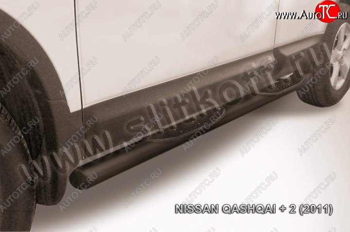 12 899 р. Защита порогов Slitkoff  Nissan Qashqai +2  1 (2010-2014) J10 рестайлинг (Цвет: серебристый)  с доставкой в г. Владивосток