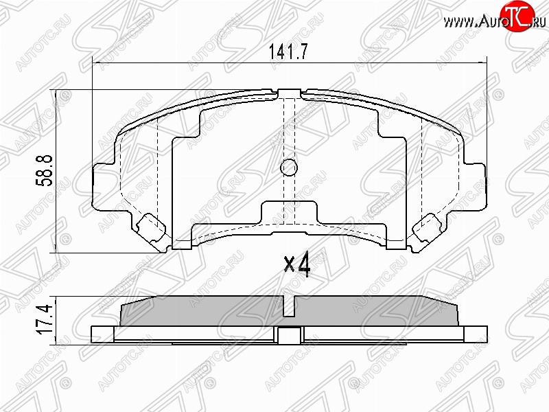 1 489 р. Комплект тормозных колодок SAT  Nissan Qashqai  1 (2007-2010), Nissan Qashqai +2  1 (2008-2014), Nissan X-trail  2 T31 (2007-2015), Renault Koleos ( 1) (2007-2016)  с доставкой в г. Владивосток