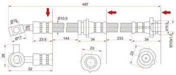 519 р. Тормозной шланг SAT (левый)  Nissan AD  Y11 - Wingroad  2 Y11  с доставкой в г. Владивосток. Увеличить фотографию 1