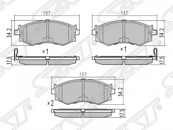 Колодки тормозные SAT (передние) Nissan Bluebird седан U14 рестайлинг (1998-2001)