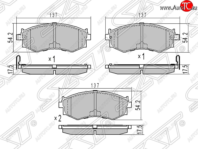 1 289 р. Колодки тормозные SAT (передние)  Nissan Bluebird  седан - Sunny  B15  с доставкой в г. Владивосток