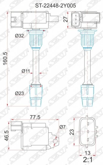 Катушка зажигания SAT Nissan (Нисан) Cefiro (Цефиро)  A33 (1998-2003) A33