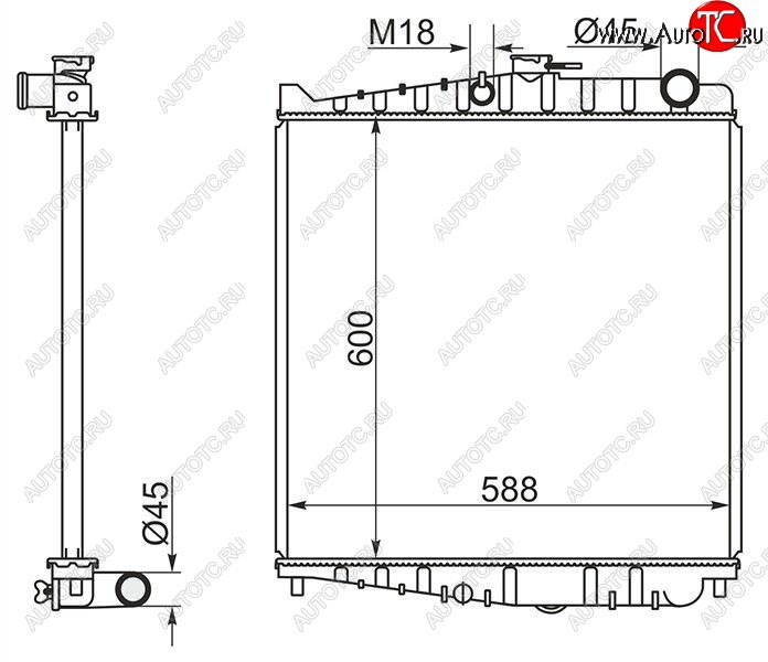 12 699 р. Радиатор двигателя (пластинчатый, FE6E, МКПП) SAT Nissan Condor (1990-2005)  с доставкой в г. Владивосток