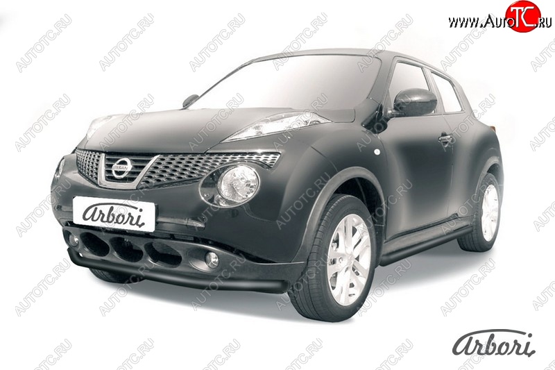 5 939 р. Защита переднего бампера 2WD Arbori (черная, 1 труба d57 mm). Nissan Juke 1 YF15 рестайлинг (2014-2020)  с доставкой в г. Владивосток