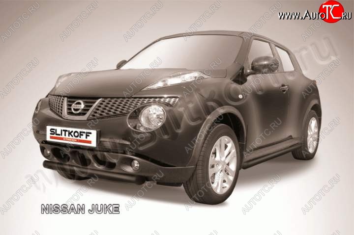 7 699 р. Защита переднего бампера из трубы d57 Slitkoff Nissan Juke 1 YF15 дорестайлинг (2010-2014) (Цвет: серебристый)  с доставкой в г. Владивосток