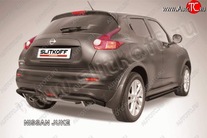 8 299 р. Защита заднего бампера из труб d57 Slitkoff (уголки, 57, 2WD) Nissan Juke 1 YF15 дорестайлинг (2010-2014) (Цвет: серебристый)  с доставкой в г. Владивосток