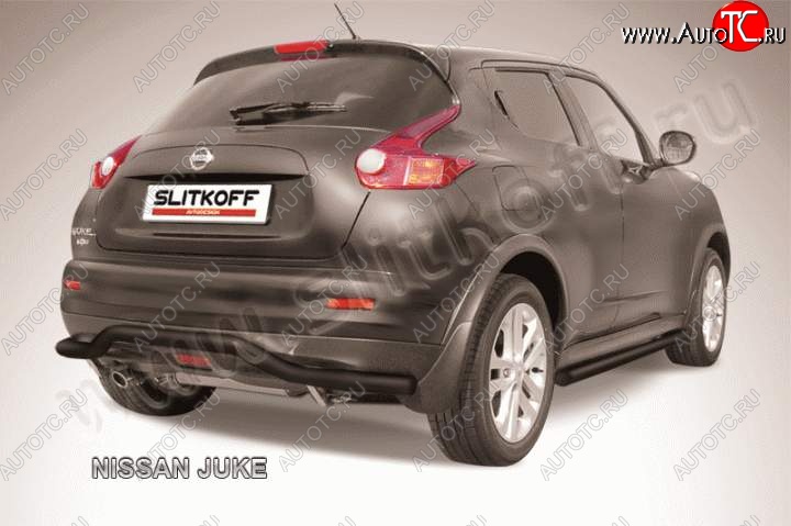 7 999 р. Защита задняя Slitkoff Nissan Juke 1 YF15 дорестайлинг (2010-2014) (Цвет: серебристый)  с доставкой в г. Владивосток