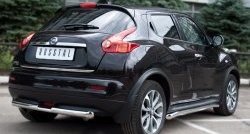 13 949 р. Защита заднего бампера (Ø63 и 42 мм, нержавейка) SLITKOFF Nissan Juke 1 YF15 дорестайлинг (2010-2014)  с доставкой в г. Владивосток. Увеличить фотографию 4