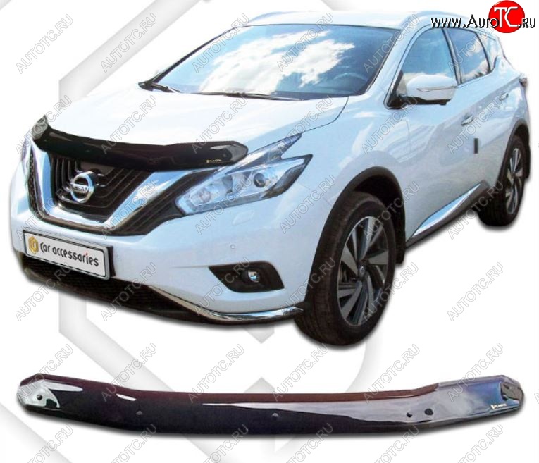 1 999 р. Дефлектор капота CA-Plastiс  Nissan Murano  3 Z52 (2015-2025) дорестайлинг, рестайлинг (Classic черный, Без надписи)  с доставкой в г. Владивосток