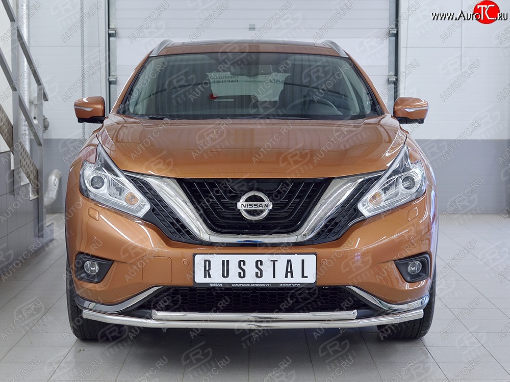 21 349 р. Защита переднего бампера (2 трубыØ42 мм, нержавейка) SLITKOFF Nissan Murano 3 Z52 дорестайлинг (2015-2022)  с доставкой в г. Владивосток