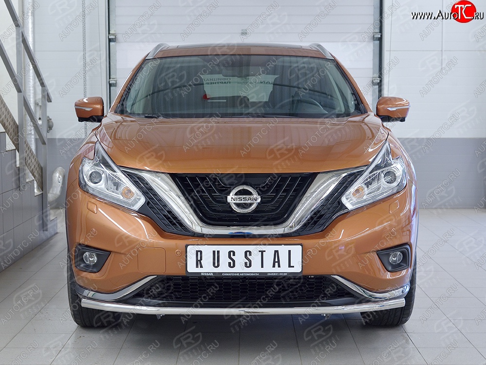 16 899 р. Защита переднего бампера (Ø42 мм, нержавейка) SLITKOFF Nissan Murano 3 Z52 дорестайлинг (2015-2022)  с доставкой в г. Владивосток