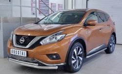 22 449 р. Защита переднего бампера (2 трубыØ63 и 42 мм, нержавейка) SLITKOFF Nissan Murano 3 Z52 дорестайлинг (2015-2022)  с доставкой в г. Владивосток. Увеличить фотографию 2