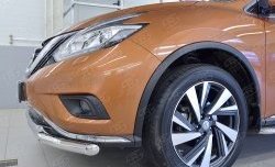 22 449 р. Защита переднего бампера (2 трубыØ63 и 42 мм, нержавейка) SLITKOFF Nissan Murano 3 Z52 дорестайлинг (2015-2022)  с доставкой в г. Владивосток. Увеличить фотографию 3