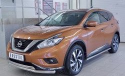 21 899 р. Защита переднего бампера (2 трубыØ63 и 75х42 мм, нержавейка) Russtal Nissan Murano 3 Z52 дорестайлинг (2015-2022)  с доставкой в г. Владивосток. Увеличить фотографию 2