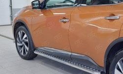 Порожки для ног (Ø42) SLITKOFF Nissan (Нисан) Murano (Мурано)  3 Z52 (2015-2024) 3 Z52 дорестайлинг, рестайлинг  (лист - алюминий, профиль - нержавейка)