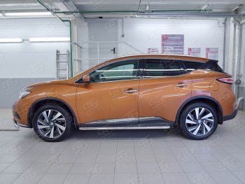 25 849 р. Широкая защита порогов с трубой диаметром 42 мм SLITKOFF v2  Nissan Murano  3 Z52 (2015-2024) дорестайлинг, рестайлинг  с доставкой в г. Владивосток. Увеличить фотографию 3