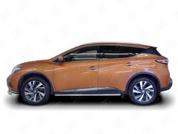 38 999 р. Широкая защита порогов с трубой диаметром 42 мм SLITKOFF v3 Nissan Murano 3 Z52 дорестайлинг (2015-2022)  с доставкой в г. Владивосток. Увеличить фотографию 2