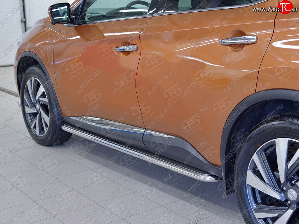 38 999 р. Широкая защита порогов с трубой диаметром 42 мм SLITKOFF v3 Nissan Murano 3 Z52 дорестайлинг (2015-2022)  с доставкой в г. Владивосток