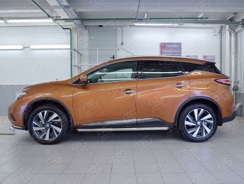 20 849 р. Защита порогов из круглой трубы диаметром 63 мм SLITKOFF v2 Nissan Murano 3 Z52 дорестайлинг (2015-2022)  с доставкой в г. Владивосток. Увеличить фотографию 2