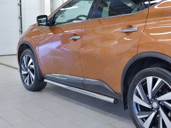 20 849 р. Защита порогов из круглой трубы диаметром 63 мм SLITKOFF v2 Nissan Murano 3 Z52 дорестайлинг (2015-2022)  с доставкой в г. Владивосток. Увеличить фотографию 3