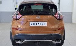 Защита заднего бампера (Ø42 мм волна, нержавейка) SLITKOFF Nissan Murano 3 Z52 дорестайлинг (2015-2022)