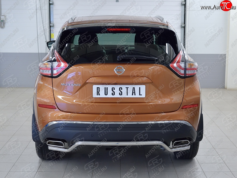 17 699 р. Защита заднего бампера (Ø42 мм волна, нержавейка) SLITKOFF Nissan Murano 3 Z52 дорестайлинг (2015-2022)  с доставкой в г. Владивосток