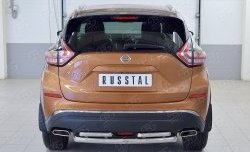 Защита заднего бампера (2 трубы Ø63 и 42 мм, нержавейка) SLITKOFF Nissan (Нисан) Murano (Мурано)  3 Z52 (2015-2022) 3 Z52 дорестайлинг