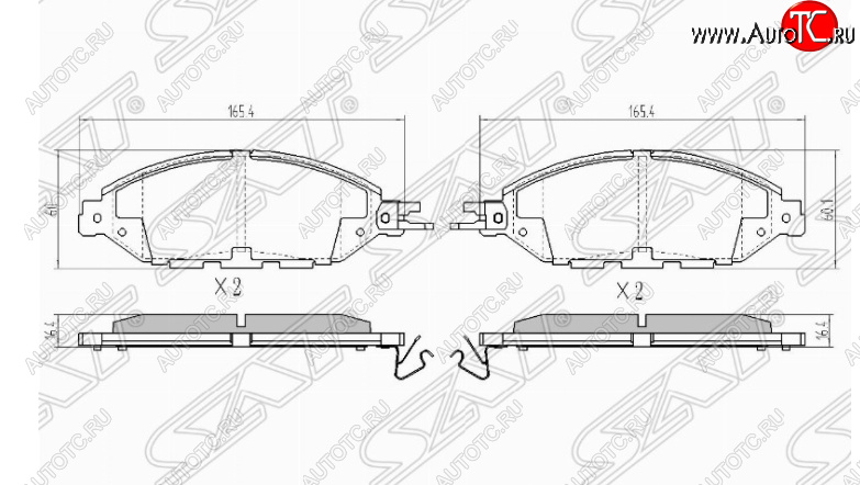 1 669 р. Комплект передних тормозных колодок SAT Nissan Pathfinder R52 дорестайлинг (2012-2017)  с доставкой в г. Владивосток