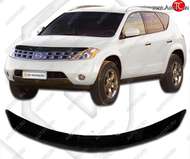 1 999 р. Дефлектор капота CA-Plastic  Nissan Murano  1 Z50 (2002-2009) (Classic черный, Без надписи)  с доставкой в г. Владивосток