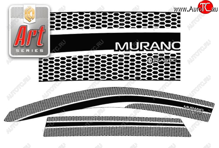 2 299 р. Дефлектора окон CA-Plastic  Nissan Murano  1 Z50 (2002-2009) (Серия Art белая, Без хром.молдинга)  с доставкой в г. Владивосток