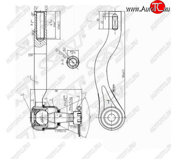 849 р. Левый наконечник рулевой тяги SAT  Nissan Navara  2 D40 (2004-2010) дорестайлинг  с доставкой в г. Владивосток