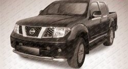 Двойная защита переднего бампера из двух труб диаметром 76 и 57 мм Slitkoff Nissan Navara 2 D40 дорестайлинг (2004-2010)