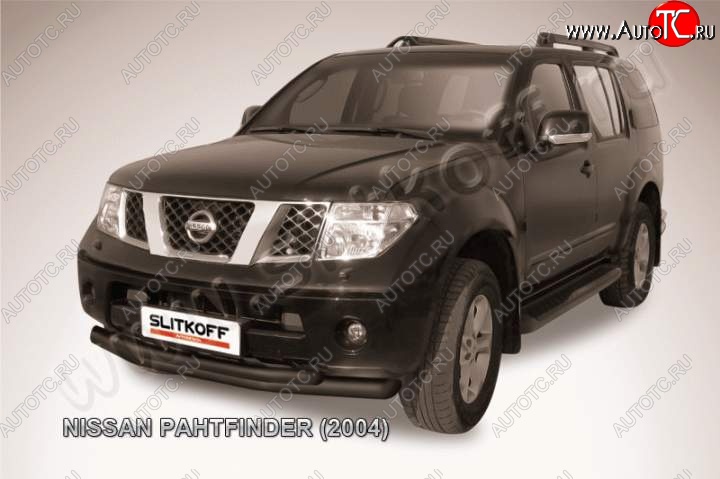 11 299 р. Защита переднего бампер Slitkoff  Nissan Pathfinder  R51 (2004-2007) дорестайлинг (Цвет: серебристый)  с доставкой в г. Владивосток