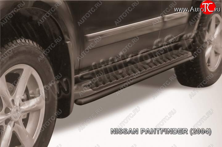 8 499 р. Защита штатного порога d42 Slitkoff  Nissan Pathfinder  R51 (2004-2007) дорестайлинг (Цвет: серебристый)  с доставкой в г. Владивосток