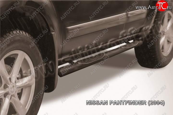 13 749 р. Защита порогов Slitkoff  Nissan Pathfinder  R51 (2004-2007) дорестайлинг (Цвет: серебристый)  с доставкой в г. Владивосток