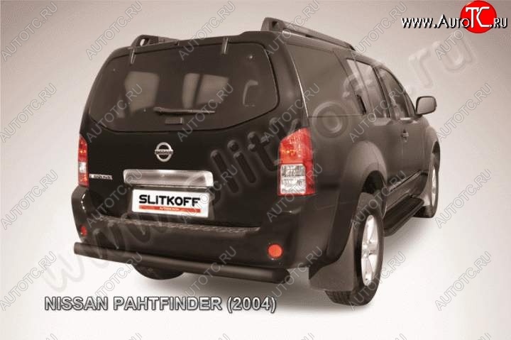 9 449 р. Защита задняя Slitkoff  Nissan Pathfinder  R51 (2004-2007) дорестайлинг (Цвет: серебристый)  с доставкой в г. Владивосток