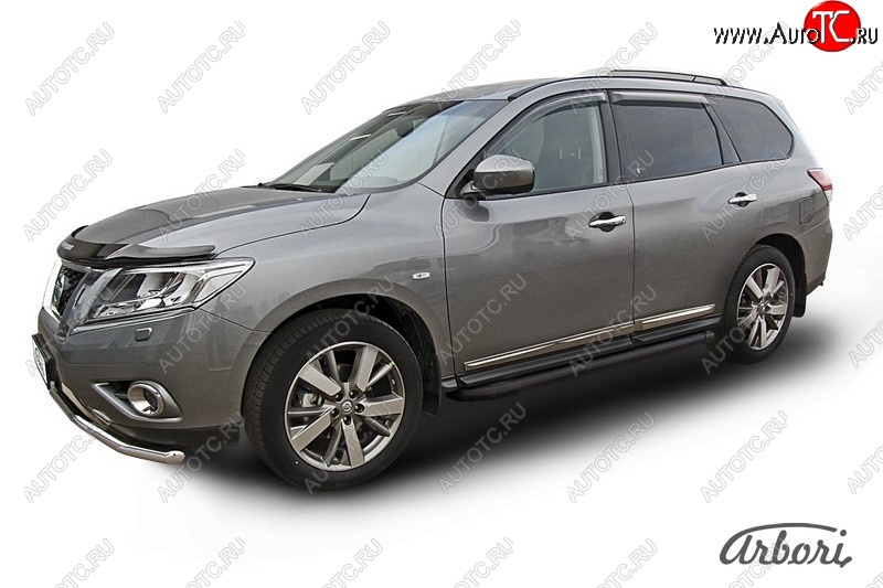 11 609 р. Порожки для ног Arbori Optima Black Nissan Pathfinder R52 дорестайлинг (2012-2017)  с доставкой в г. Владивосток