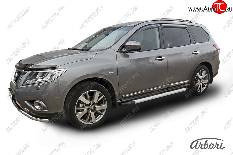 10 979 р. Порожки для ног Arbori Optima Silver Nissan Pathfinder R52 дорестайлинг (2012-2017)  с доставкой в г. Владивосток